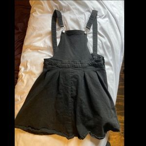 Black bibbed overall dress